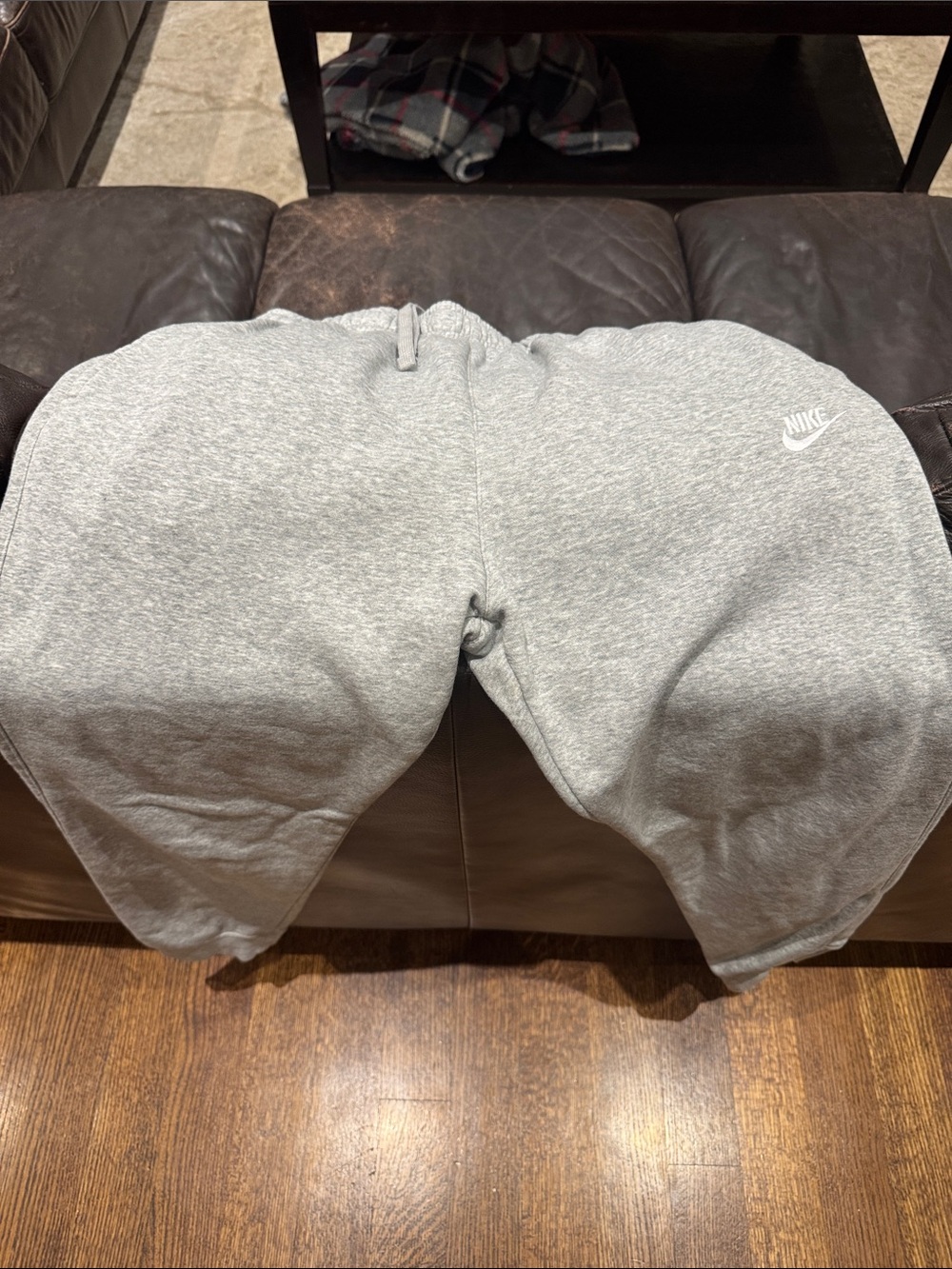 Nike Gray Fleece Joggers with White Logo